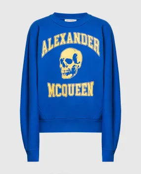 Alexander McQueen Blue sweatshirt with logo print