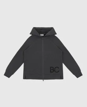 Brunello Cucinelli Children's gray sweatshirt with logo embroidery