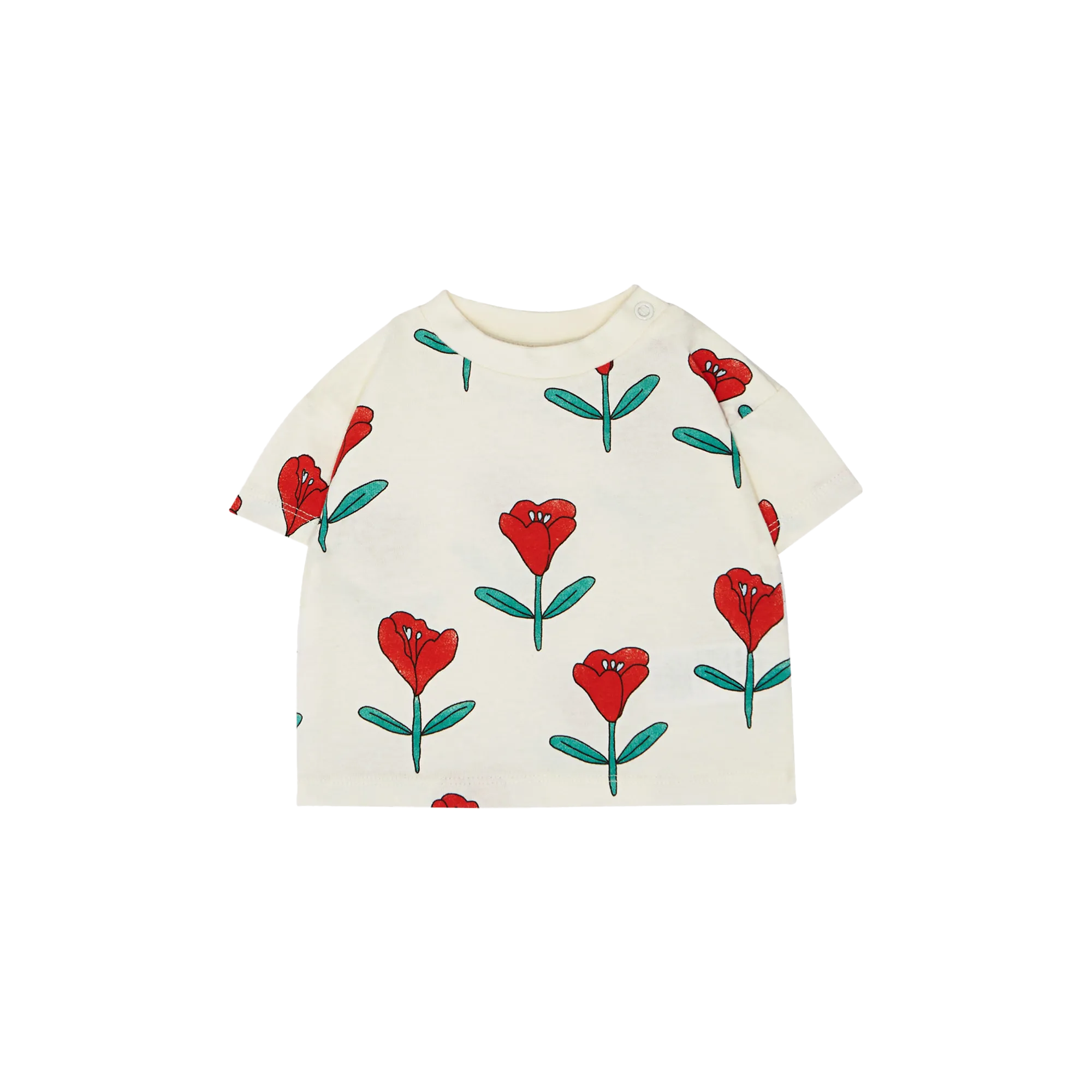 Camiseta holgada de algodón estampada con cuello redondo en blanco