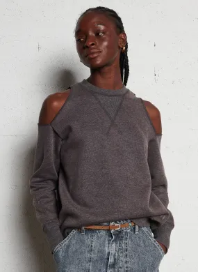 DAWSON - Sudadera recta de mezcla de algodón con cuello redondo en negro