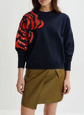 GAG - Sudadera extragrande bordada de algodón orgánico en azul