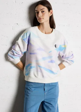 MARCUS - Sudadera amplia estampada de algodón mezclado en blanco