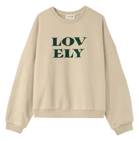 NIGEL - Sudadera oversize cuello redondo en beige