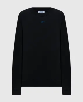 Off-White Black Pinkflower sweatshirt with Off logo embroidery