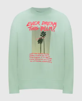 Palm Angels Green sweatshirt with Palm Dream print