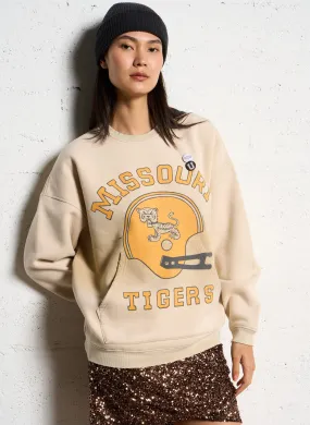PIPER MISSOURI - Sudadera amplia estampada de algodón mezclado en beige
