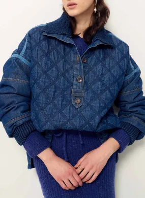 SALTERY BAY - Sudadera con cuello alto de denim de algodón en azul