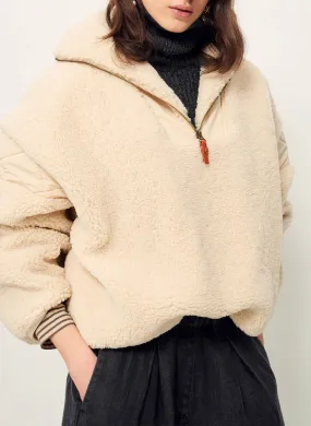 SKY LAKE - Sudadera extragrande con cuello con cremallera en beige