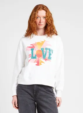 SORTIE - Sudadera de mezcla de algodón orgánico con cuello redondo serigrafiada en blanco