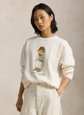 Sudadera con cuello redondo y aplique de rejilla en beige