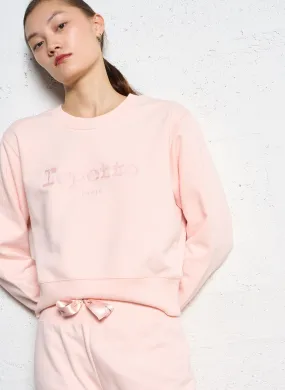 Sudadera de algodón con logo y cuello redondo en rosa