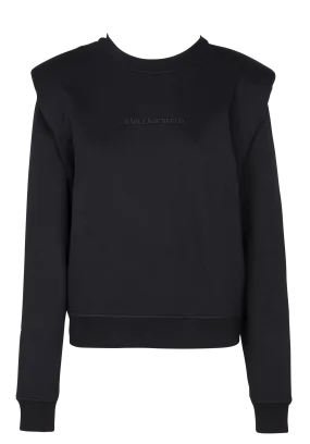 Sudadera de algodón orgánico con cuello claudine en negro