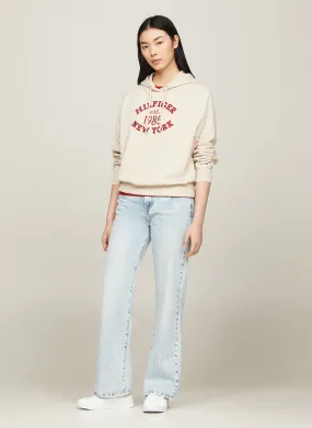 Sudadera de mezcla de algodón bordada en beige