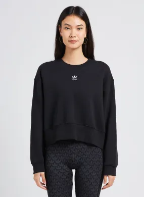 Sudadera de mezcla de algodón con cuello redondo en negro