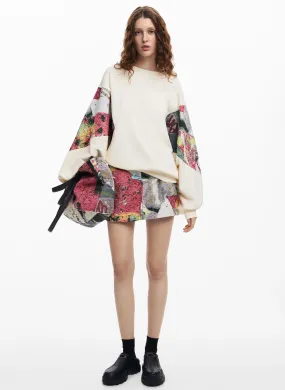 Sudadera oversize de mezcla de algodón con cuello redondo en blanco