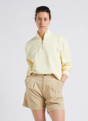 Sudadera recta de mezcla de algodón con cuello alto en blanco