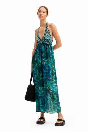 Vestido maxi halter arty tie-dye