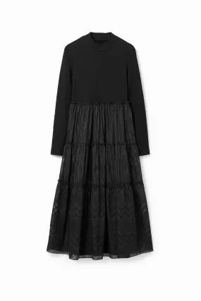 Vestido midi combinado